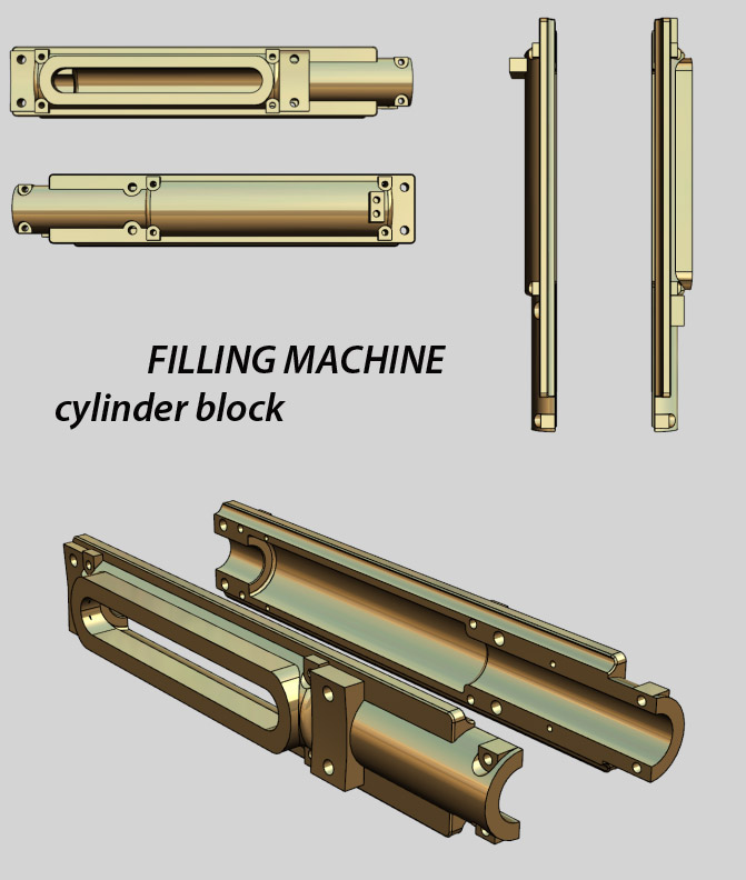 Filling Machine Spare Parts, Bottle Filler Cylinder Block, Filler Cam Shaft Lift Roller Block, monoblock filling parts