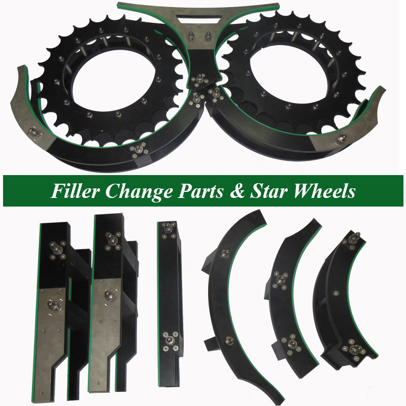 Filling Machine Change Parts, Filler Star Wheels, Filler innofill Feed Screws, Filler Bottle Handling Parts, Bottle Filling OEM Parts